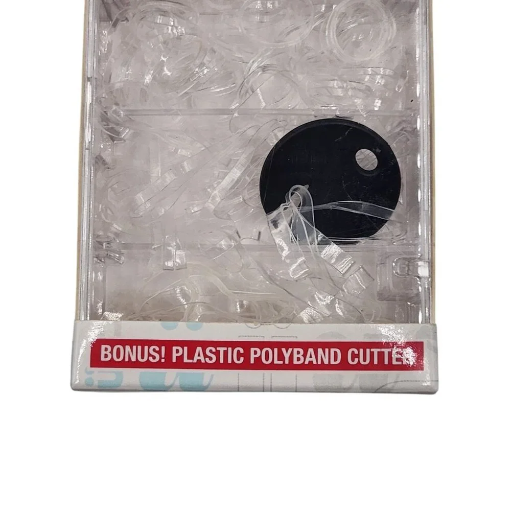 2X Scunci Polybands 200 Pcs Ea Clear Total 400 Bands w/ Plastic Poly Band Cutter